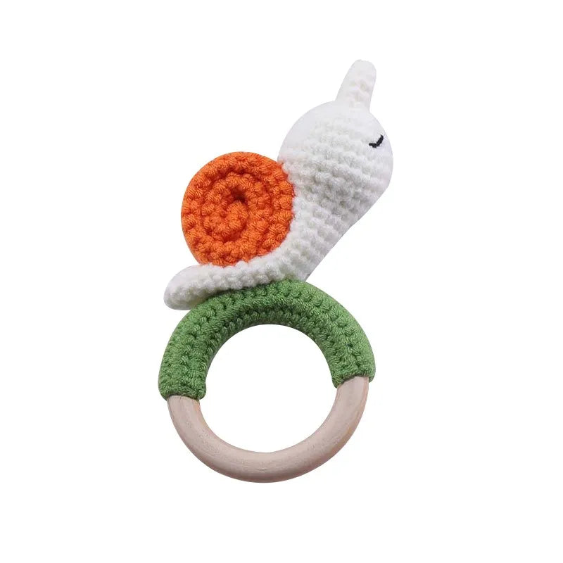 Baby Rattle Toys Wooden Teether Crochet Animals - MotherNest