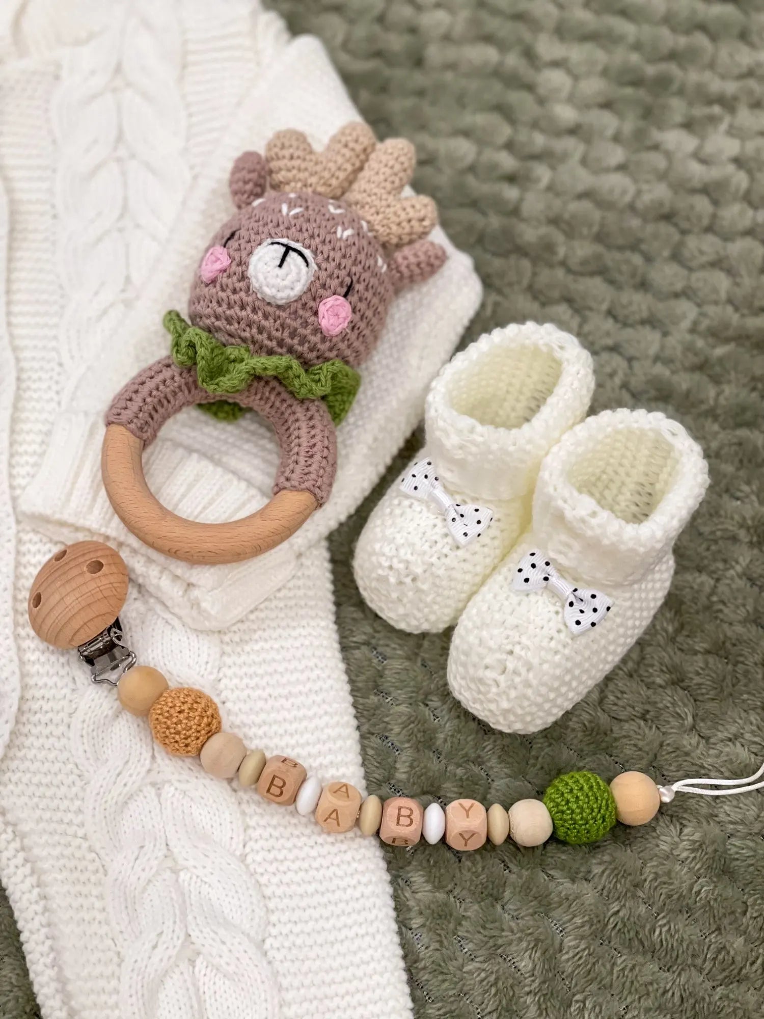 Baby Rattle Toys Wooden Teether Crochet Animals - MotherNest